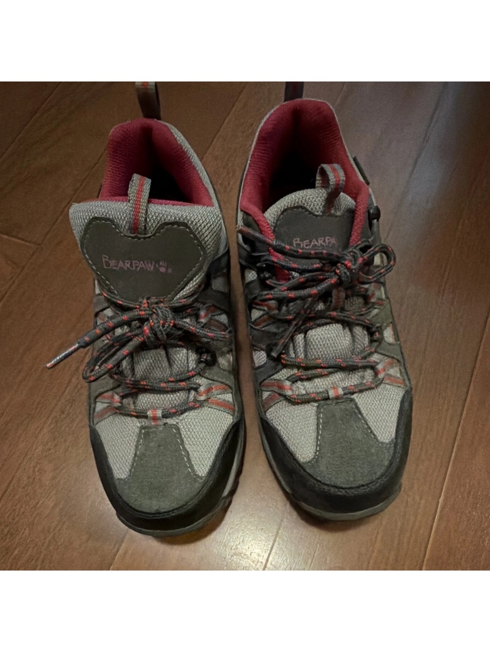 BearPaw Gray and Pink Women's Trail Sneakers Waterproof